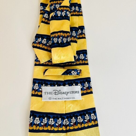 Vintage Disney Store Mickey Mouse Men's Neck Tie Yellow and Navy Blue - Picture 3 of 4